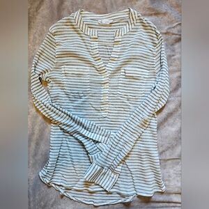 Carve Designs Blue and Cream Striped Top